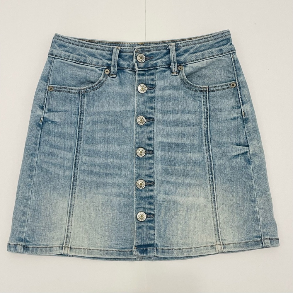 American Eagle Outfitters Denim Button-Front Light Blue Jean Skirt Size 00